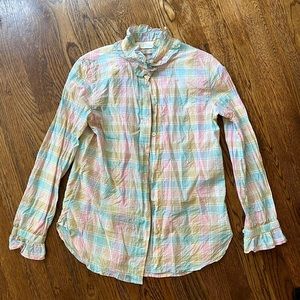 JCrew Classic cotton-silk voile ruffleneck shirt